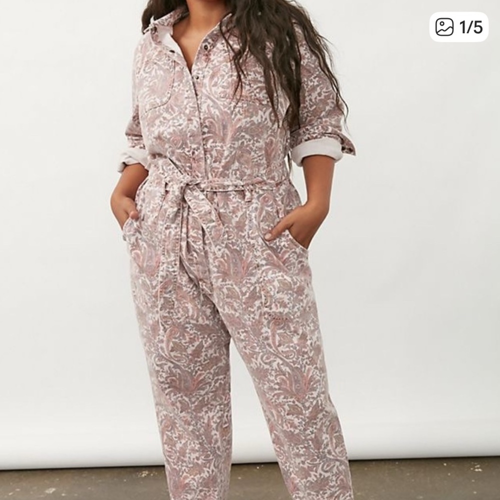 Anthropologie Paisley Utility Jumpsuit NWT 1X Plus Size